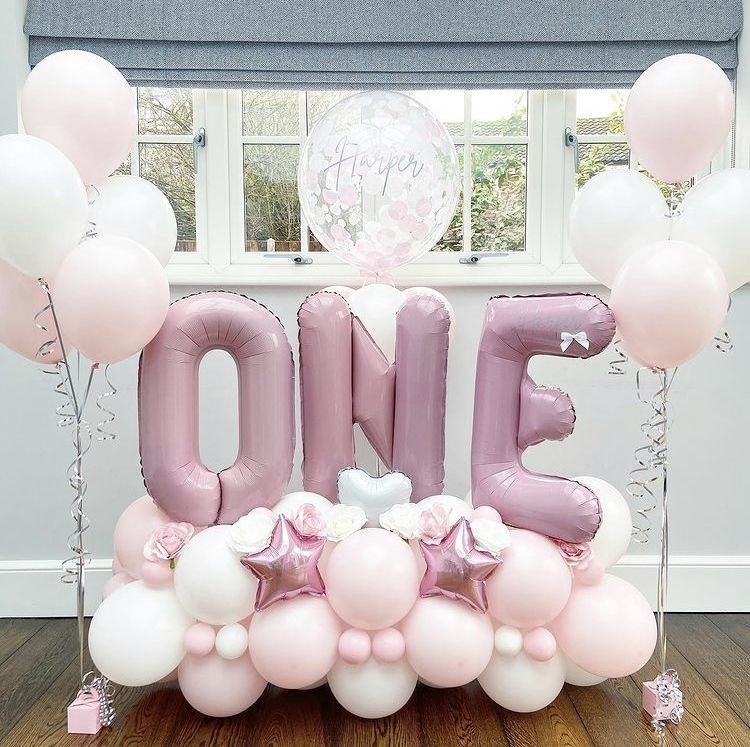 Arreglo Personalizado de globos de helio para niña, Arreglo personalizado para cumpleaños con globos de helio, celebracion de cumpleaños